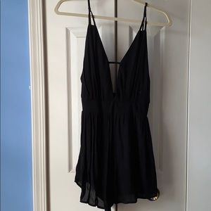 Black Plunge Romper